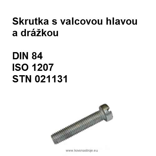 skrutka 2,5x8, DIN 84, ISO 1207, STN 021131.25, tvrdosť 4.8, povrch biely zinok